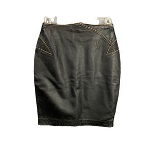 Vintage WOMENS Lloyd’s Leather Skirt Size 5 Black‎ Brown Patina Western Retro